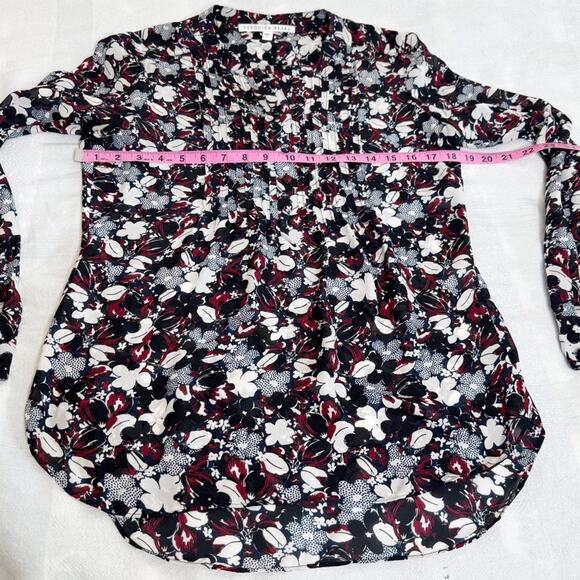 Veronica Beard Goldie Pintuck Tux Floral Silk Blouse In Multicolor Sz 4 Classic - Picture 8 of 13